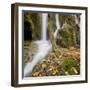 Croatia, Plitvice Lakes National Park, Waterfall, Moss, Leaves-Rainer Mirau-Framed Photographic Print