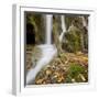 Croatia, Plitvice Lakes National Park, Waterfall, Moss, Leaves-Rainer Mirau-Framed Photographic Print