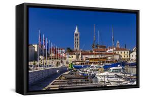 Croatia, Rab Rab, Marina with Altstadt-Udo Siebig-Framed Stretched Canvas