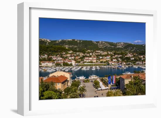 Croatia, Rab Rab Town, Kristofora Square with Boat Harbor in Front of Kamenjak-Udo Siebig-Framed Photographic Print