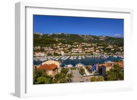 Croatia, Rab Rab Town, Kristofora Square with Boat Harbor in Front of Kamenjak-Udo Siebig-Framed Photographic Print