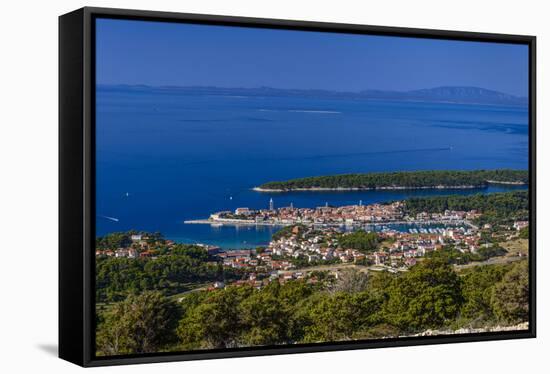 Croatia, Rab Rab Town, Old Town with Harbor and Peninsula Frkanj-Udo Siebig-Framed Stretched Canvas