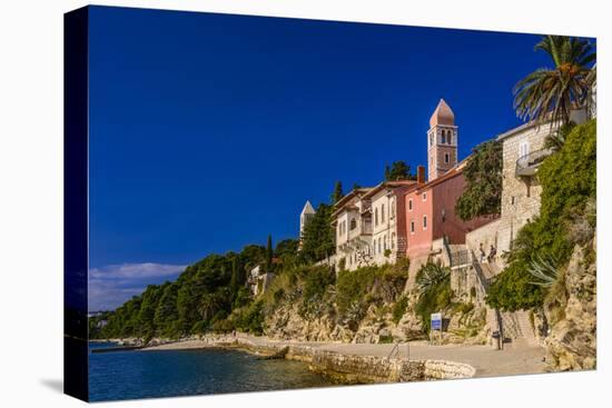 Croatia, Rab Rab Town, Promenade with Monastery Sveti Andrija-Udo Siebig-Stretched Canvas