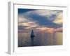 Croatia, Rovinj, Istria. Sailing boat on the Adriatic Sea outside the harbor of Rovinj at sunset.-Julie Eggers-Framed Photographic Print