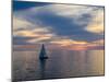 Croatia, Rovinj, Istria. Sailing boat on the Adriatic Sea outside the harbor of Rovinj at sunset.-Julie Eggers-Mounted Photographic Print