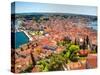 Croatia, Rovinj, Istria. Town of Rovinj and harbor.-Julie Eggers-Stretched Canvas