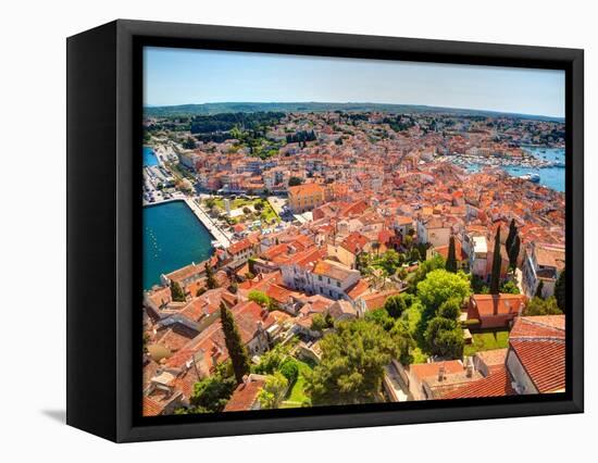 Croatia, Rovinj, Istria. Town of Rovinj and harbor.-Julie Eggers-Framed Stretched Canvas