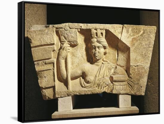 Croatia, Salona, Solin, Cesarean Door of Salona, Detail of Bas-Relief with the Tyche of Solona-null-Framed Stretched Canvas