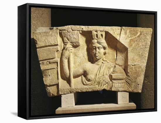 Croatia, Salona, Solin, Cesarean Door of Salona, Detail of Bas-Relief with the Tyche of Solona-null-Framed Stretched Canvas