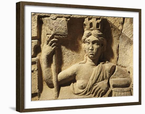 Croatia, Salona, Solin, Cesarean Door of Salona, Detail of Bas-Relief with the Tyche of Solona-null-Framed Giclee Print