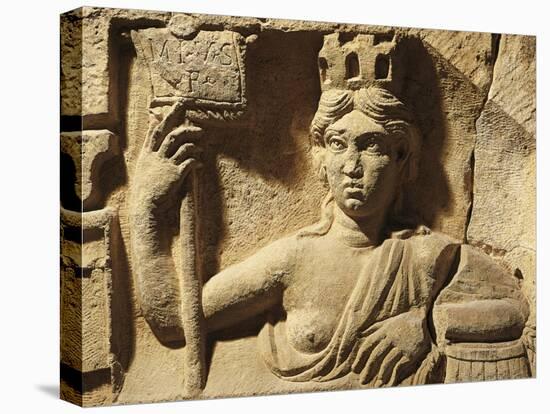 Croatia, Salona, Solin, Cesarean Door of Salona, Detail of Bas-Relief with the Tyche of Solona-null-Stretched Canvas