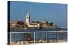 Croatia Sign, Tower of Euphrasian Bascilica in the background, Old Town, Porec, Croatia, Europe-Richard Maschmeyer-Stretched Canvas