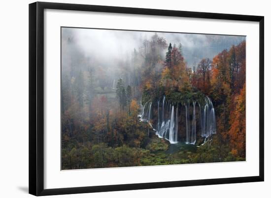 Croatia, the Incredible Autumn Colours and Waterfalls of Plitvice National Park.-Andrea Pozzi-Framed Photographic Print