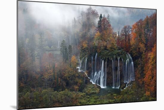 Croatia, the Incredible Autumn Colours and Waterfalls of Plitvice National Park.-Andrea Pozzi-Mounted Photographic Print