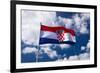 Croatian flag against blue sky and clouds, Ston, Croatia-Russ Bishop-Framed Premium Photographic Print