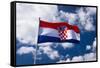 Croatian flag against blue sky and clouds, Ston, Croatia-Russ Bishop-Framed Stretched Canvas