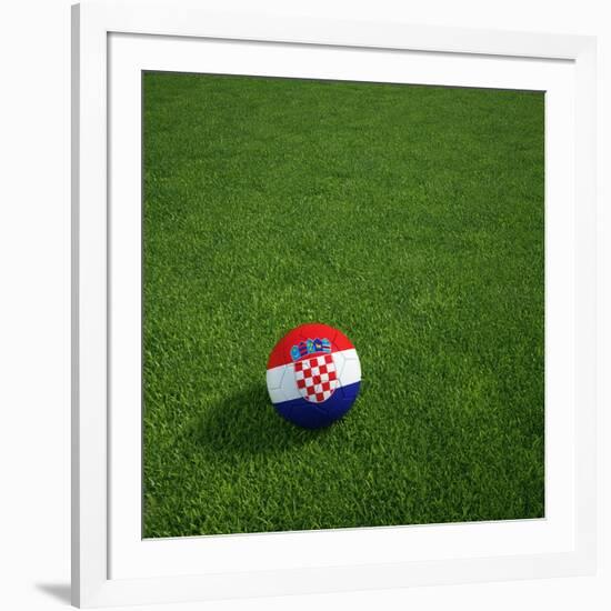 Croatian Soccerball Lying on Grass-zentilia-Framed Art Print