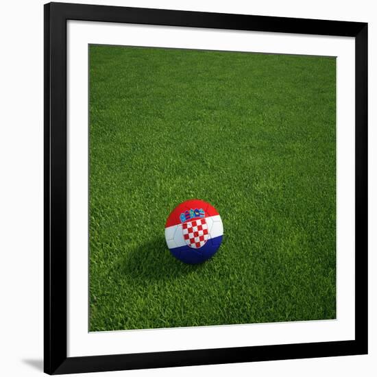 Croatian Soccerball Lying on Grass-zentilia-Framed Art Print