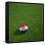 Croatian Soccerball Lying on Grass-zentilia-Framed Stretched Canvas