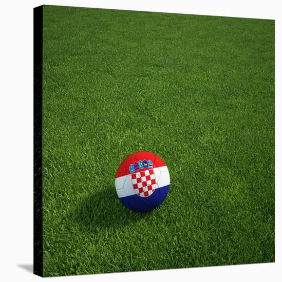 Croatian Soccerball Lying on Grass-zentilia-Stretched Canvas