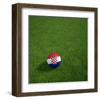 Croatian Soccerball Lying on Grass-zentilia-Framed Art Print