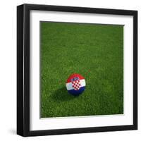 Croatian Soccerball Lying on Grass-zentilia-Framed Art Print