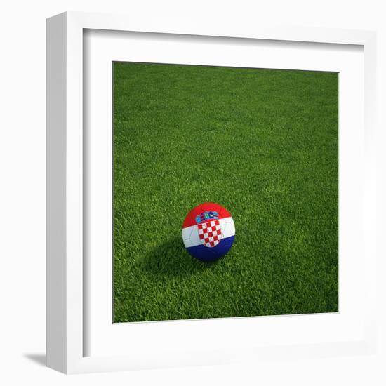 Croatian Soccerball Lying on Grass-zentilia-Framed Art Print