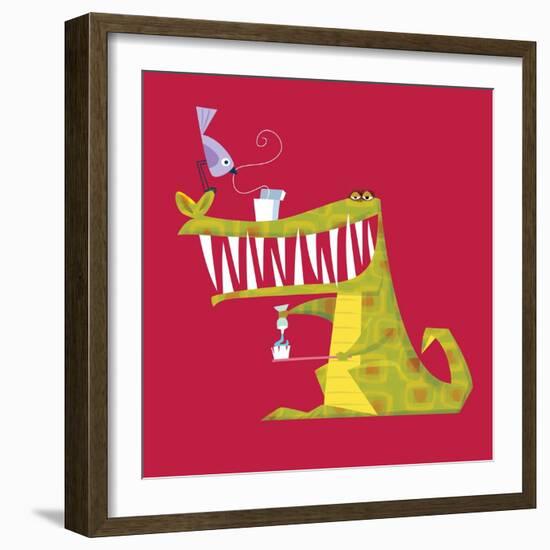 Crocodile brushing his teeth-Harry Briggs-Framed Giclee Print