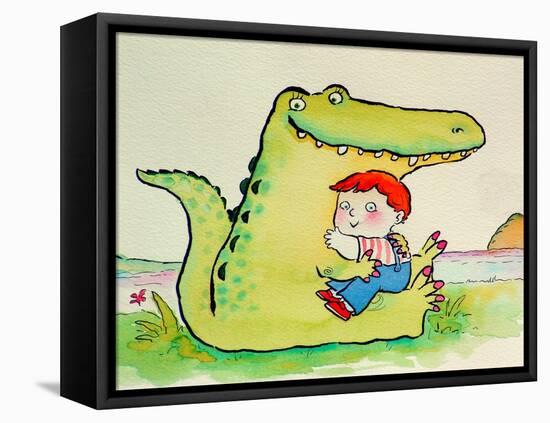 Crocodile Hug, or Best Friends-Maylee Christie-Framed Stretched Canvas