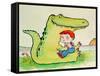 Crocodile Hug, or Best Friends-Maylee Christie-Framed Stretched Canvas