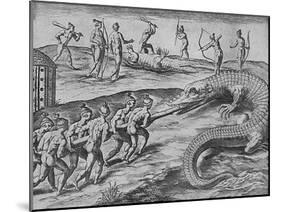 Crocodile Hunting, De Bry-Theodore de Bry-Mounted Art Print