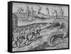 Crocodile Hunting, De Bry-Theodore de Bry-Framed Stretched Canvas