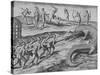 Crocodile Hunting, De Bry-Theodore de Bry-Stretched Canvas