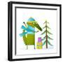Crocodile Wearing Winter Warm Clothes Celebrating Holiday. Seasonal Animal Cartoon for Children. Gr-Popmarleo-Framed Art Print
