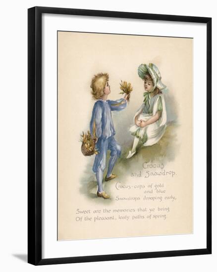 Crocus and Snowdrop, 'Language of Flowers'-null-Framed Art Print