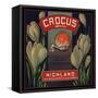 Crocus Brand - Highland, California - Citrus Crate Label-Lantern Press-Framed Stretched Canvas