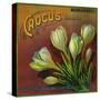 Crocus Orange Label - Highland, CA-Lantern Press-Stretched Canvas