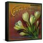 Crocus Orange Label - Highland, CA-Lantern Press-Framed Stretched Canvas