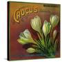 Crocus Orange Label - Highland, CA-Lantern Press-Stretched Canvas