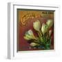 Crocus Orange Label - Highland, CA-Lantern Press-Framed Art Print