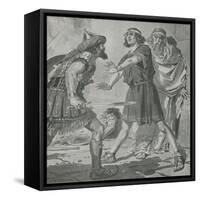 Croesus, King of Lydia, Is Saved from Death by the Voice of His Deaf and Dumb Son-Charles Edmund Brock-Framed Stretched Canvas