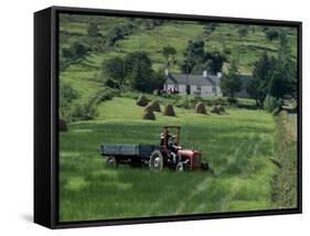 Croft with Hay Cocks and Tractor, Glengesh, County Donegal, Eire (Republic of Ireland)-Duncan Maxwell-Framed Stretched Canvas