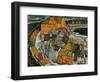Croissant De Maisons II (Ville Insulaire) - Peinture De Egon Schiele (1890-1918), Huile Sur Toile,-Egon Schiele-Framed Giclee Print