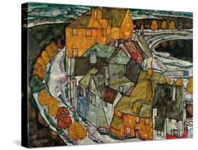 Croissant De Maisons II (Ville Insulaire) - Peinture De Egon Schiele (1890-1918), Huile Sur Toile,-Egon Schiele-Stretched Canvas