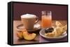 Croissant, Jam, Nectarine, Cappuccino and Grapefruit Juice-Eising Studio - Food Photo and Video-Framed Stretched Canvas