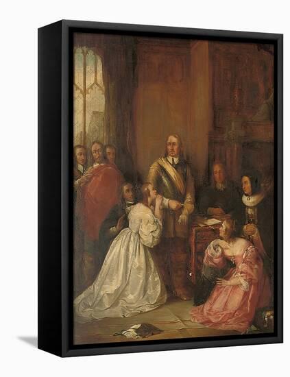 Cromwell's Family, Interceding for the Life of Charles I-William Fisk-Framed Stretched Canvas