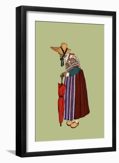 Crone from Gap Carries an Umbrella-Elizabeth Whitney Moffat-Framed Art Print
