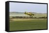 Crop Duster Airplane Spraying Farm Field Near Mott, North Dakota, USA-Chuck Haney-Framed Stretched Canvas