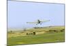 Crop Duster Airplane Spraying Farm Field Near Mott, North Dakota, USA-Chuck Haney-Mounted Photographic Print