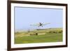 Crop Duster Airplane Spraying Farm Field Near Mott, North Dakota, USA-Chuck Haney-Framed Photographic Print